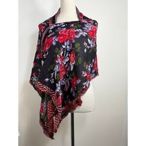 J.Jill Floral Cotton Shawl / Scarf Dark Romantic Gothic Witchy Academic.